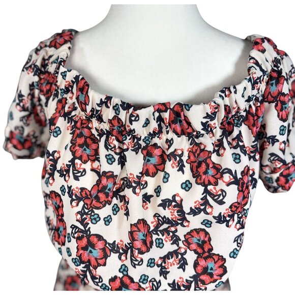 Hint Of Blush Size M Women Maxi Dress Floral Boho With Tie Waist Ruffle Neckline - Picture 8 of 10